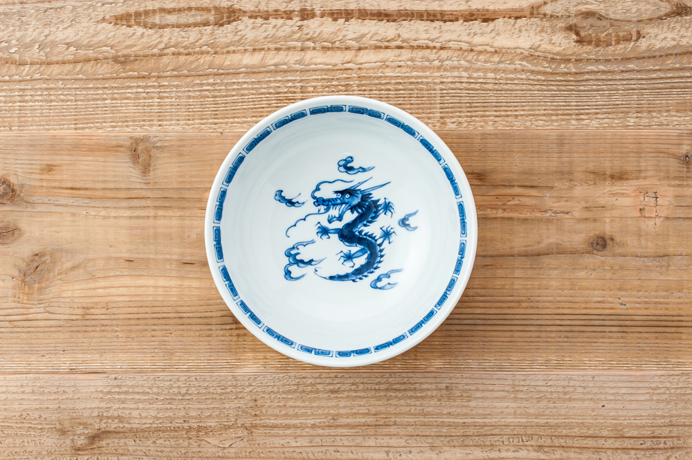 龍紋 6.3 ラーメン丼 白地 青柄 19.5cm <br><br>No.001877｜Dish