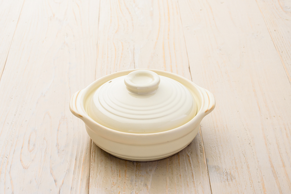 ニュー IH対応 土鍋 6号 ホワイト 1-2人用 22.5cm <br><br>No.001135